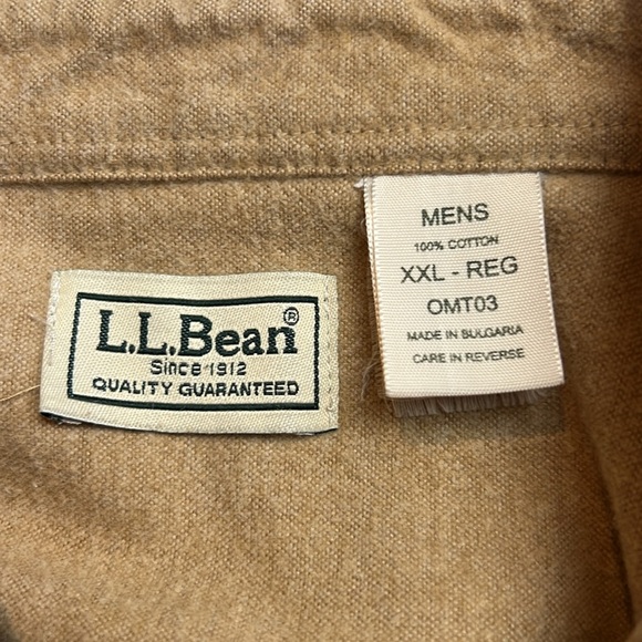 LL Bean Shirt Adult  XXL Tan Flannel Shacket Regular Fit Heavyweight - Picture 5 of 7